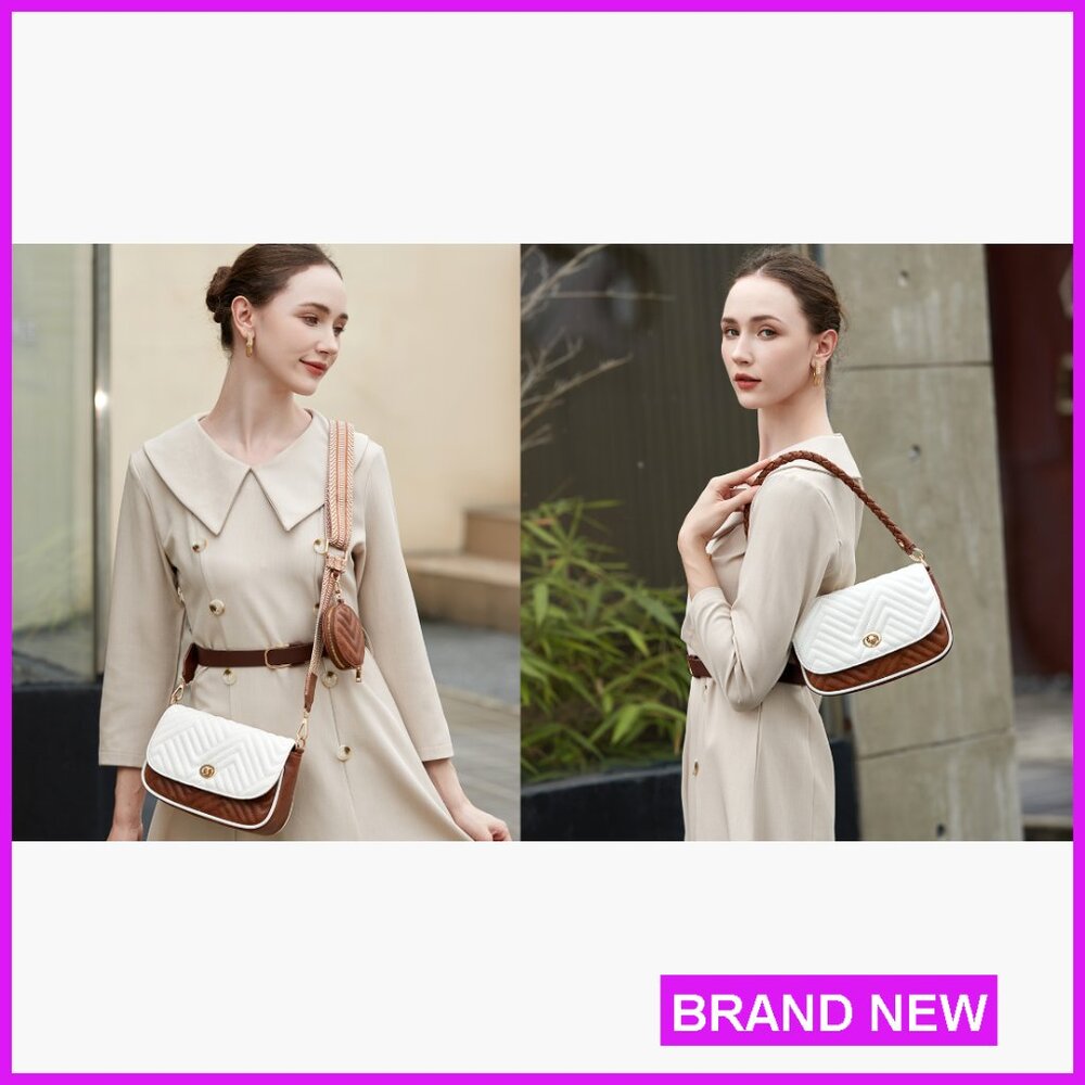 Quilted Vegan Leather Crossbody Purse Designer Shoulder Bag Small Chic - Picture 7 of 7